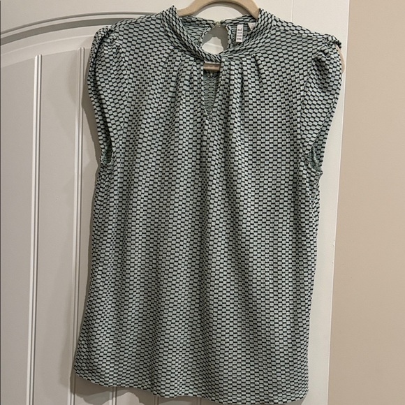 Elle Tops - Elle Green and Black Patterned Blouse